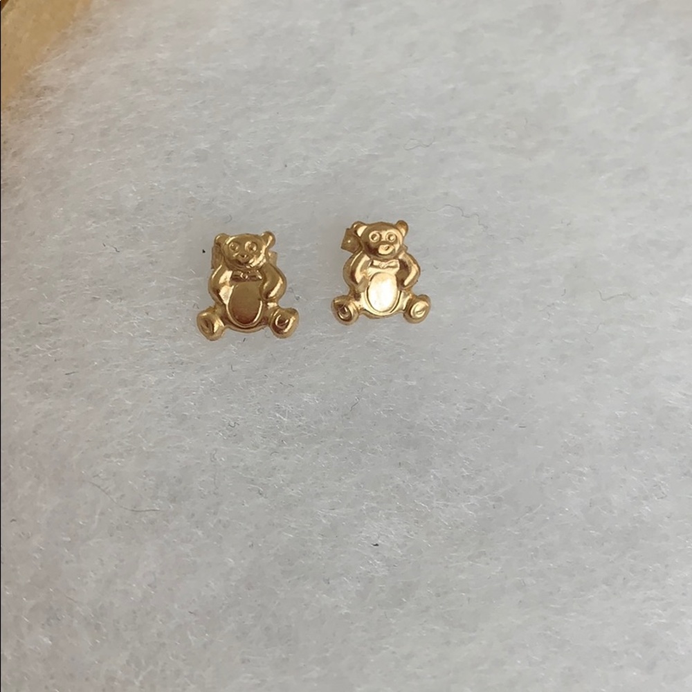 Gold teddy bear earrings
